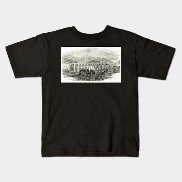 The Great Dee Railway Viaduct 1848 Kids T-Shirt by artfromthepast